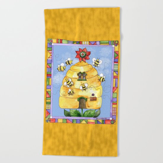Busy Bees with Border Beach Towel