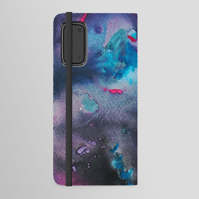 Neon Pink Blue Black Galaxy Swirl Milky Way Bacteria Colony Android Wallet Case