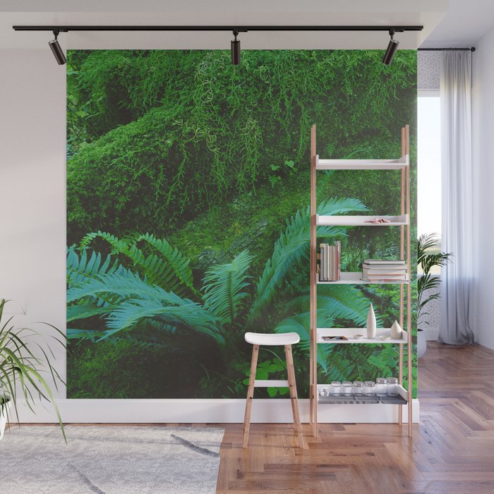 Mystical Green Fern Leaves In The Enchanted Forest Wall Mural By Dec02