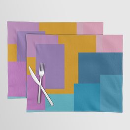 Happy Color Block Geometrics in Yellow, Blue, Purple, and Pink Placemat