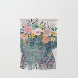 Elephant with flowers on head Wall Hanging