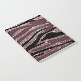Burgundy black glitter gradient zebra print Notebook