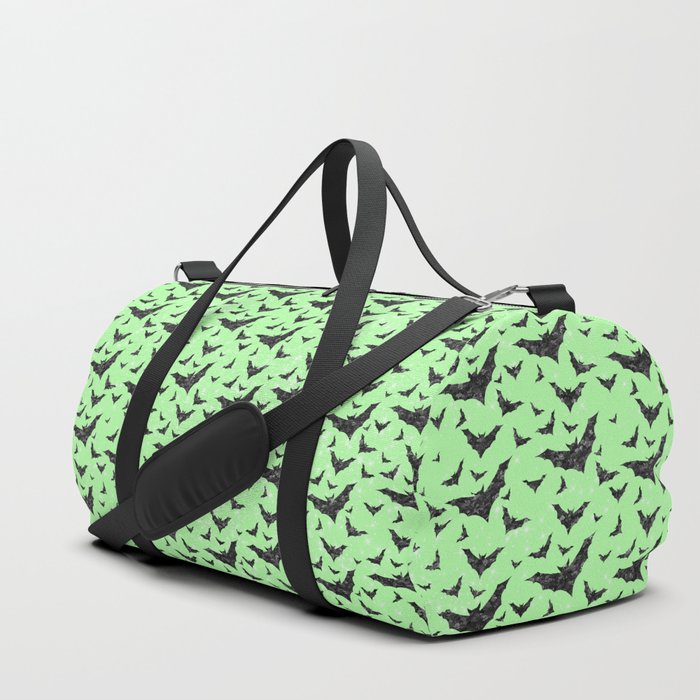 Pastel Green Glitter Bats Pattern Duffle Bag
