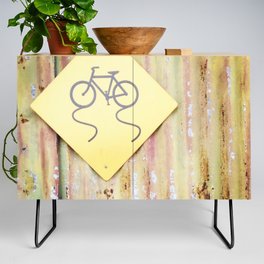 Yellow Bike Sign Credenza
