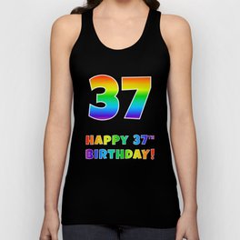 [ Thumbnail: HAPPY 37TH BIRTHDAY - Multicolored Rainbow Spectrum Gradient Tank Top ]