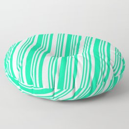[ Thumbnail: Green & Lavender Colored Striped Pattern Floor Pillow ]