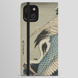 Cranes on Snow Covered Pine Katsushika Hokusai 葛飾 北斎 iPhone Wallet Case