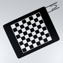 Vintage Chessboard & Checkers - Black & White Picnic Blanket