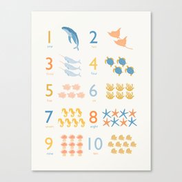 Sea Animals Numbers Canvas Print