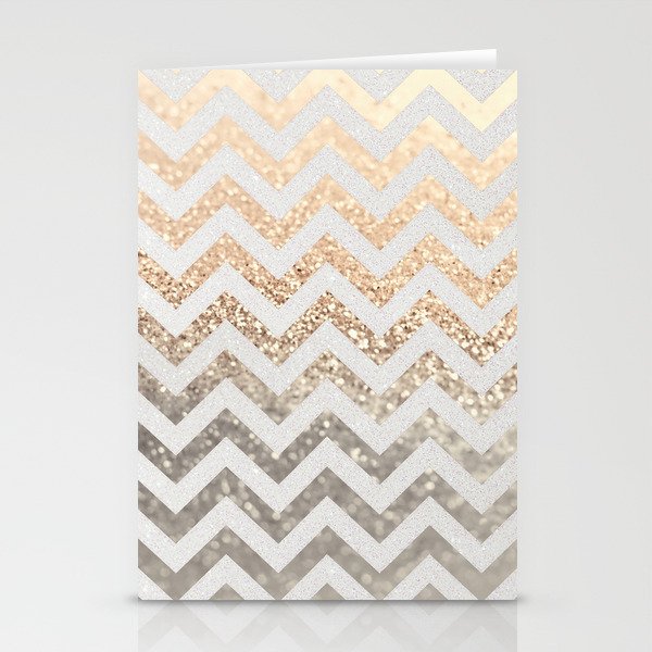 GOLD & SILVER CHEVRON Stationery Cards
