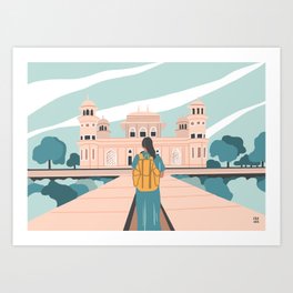 Girl traveling in India Art Print