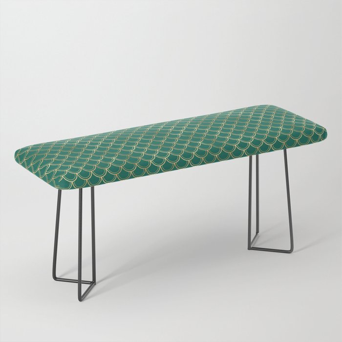 Gold Green Scales Pattern Bench