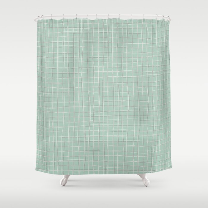 Grey Threads On Mint Shower Curtain By, Mint Shower Curtain