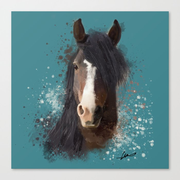 Black Brown Horse Artwork Canvas Print By Emilyhunterhigging