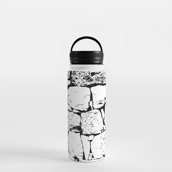 Abstract old stone wall black and white Water Bottle