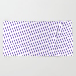 [ Thumbnail: White and Purple Colored Lines Pattern Beach Towel ]