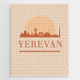 YEREVAN ARMENIA CITY SKYLINE EARTH TONES Jigsaw Puzzle