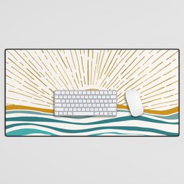 The Sun and The Sea - Gold and Teal Desk Mat