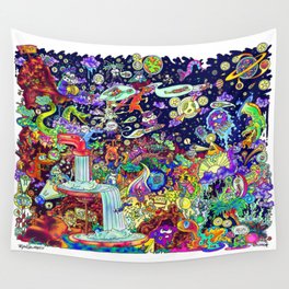 Illustration Comic: Neon Glow in Color Wall Tapestry