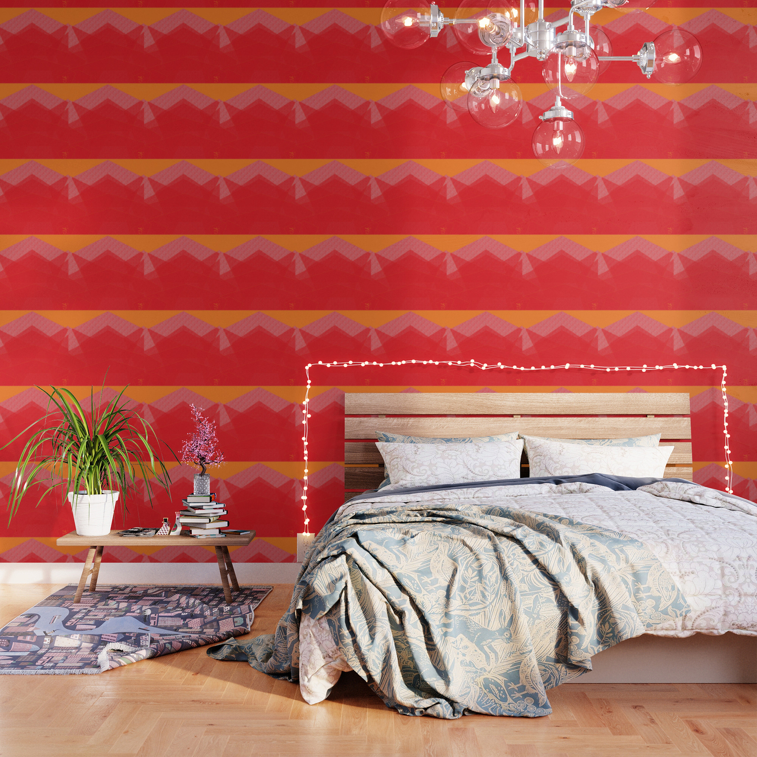 Colorful Red Abstract Mountain Wallpaper By Anoellejay Society6