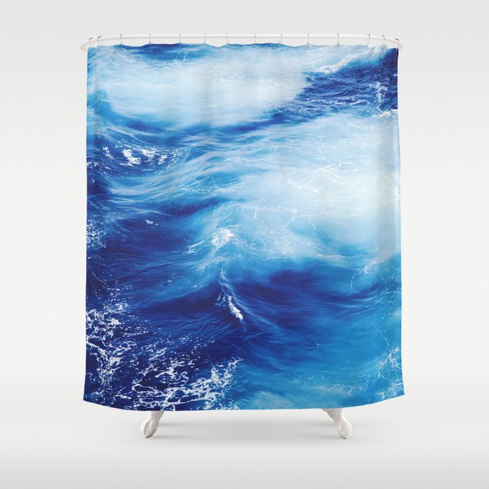 Blue Ocean Water Waves Shower Curtain by Stay Positive Design | Society6