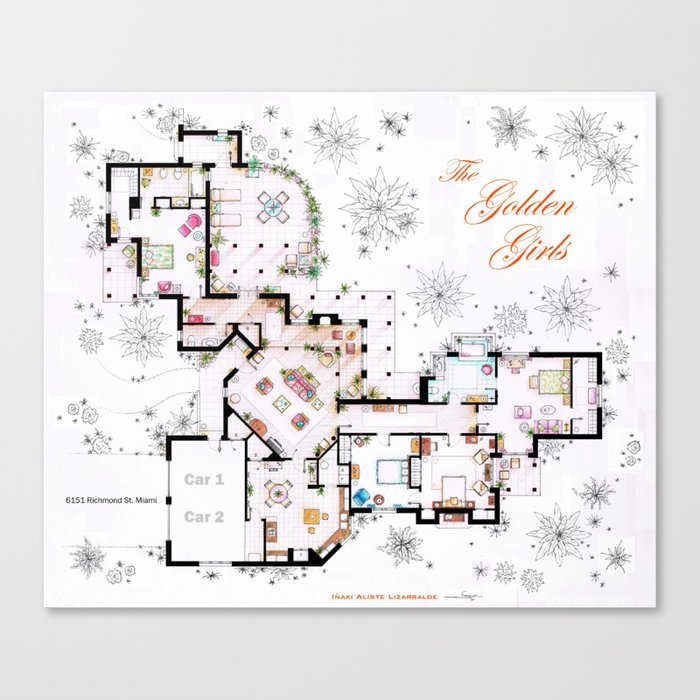 The Golden Girls House Floorplan V 1 Canvas Print By Nikneuk