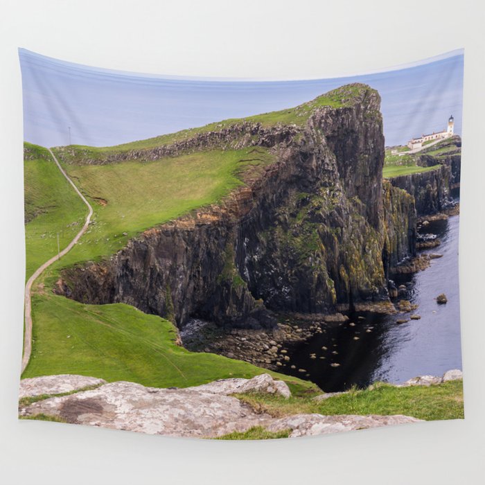 Great Britain Photography - Neist Point Lighthouse In Scotland Wall Tapestry