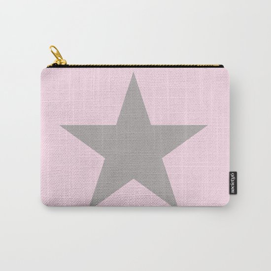 Grey star on pink background Carry-All Pouch