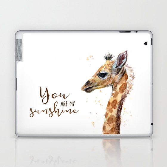 You Are My Sunshine Giraffe Nursery Animals Watercolor Art Laptop & iPad Skin