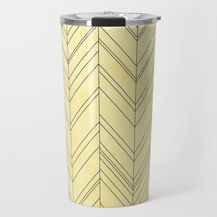 Modern Cream And Black Zigzag Chevron Herringbone Pattern Geometric Abstract  Travel Mug