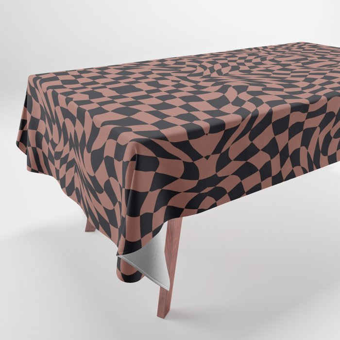 Burnt umber checker symmetrical pattern Tablecloth