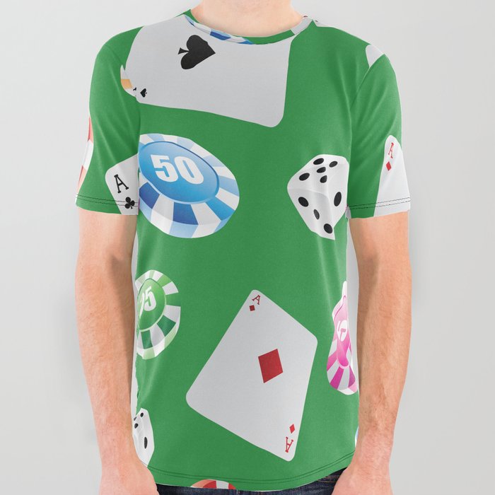#casino #games #accessories #pattern 4 All Over Graphic Tee