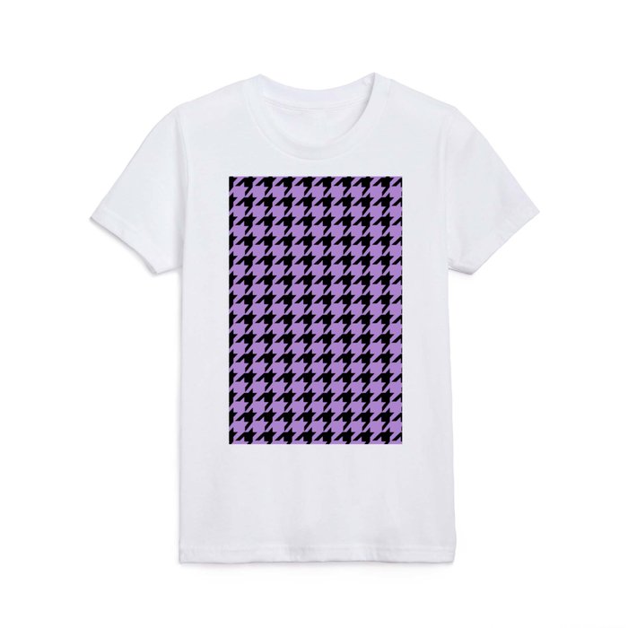 Houndstooth (Black & Lavender Pattern) Kids T Shirt