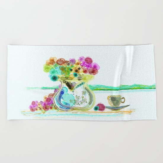 morning tea Beach Towel