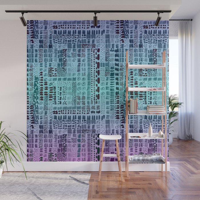 light blue lavender ink marks hand-drawn collection Wall Mural