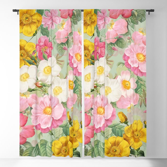 Cute little Vintage Redouté Roses Summer Garden  Blackout Curtain