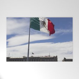Mexico Photography - Mexican Flag Fluttering In The Wind Welcome Mat