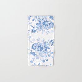 Modern navy blue white watercolor elegant floral Hand & Bath Towel