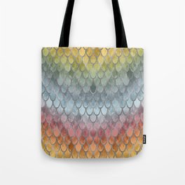Colorful Fall Mermaid Scales Pattern silver Tote Bag