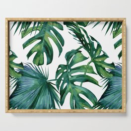 Classic Palm Leaves Tropical Jungle Green Serving Tray