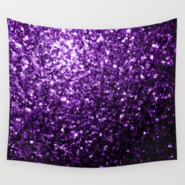 Dark Purple faux shiny glitter sparkles Wall Tapestry