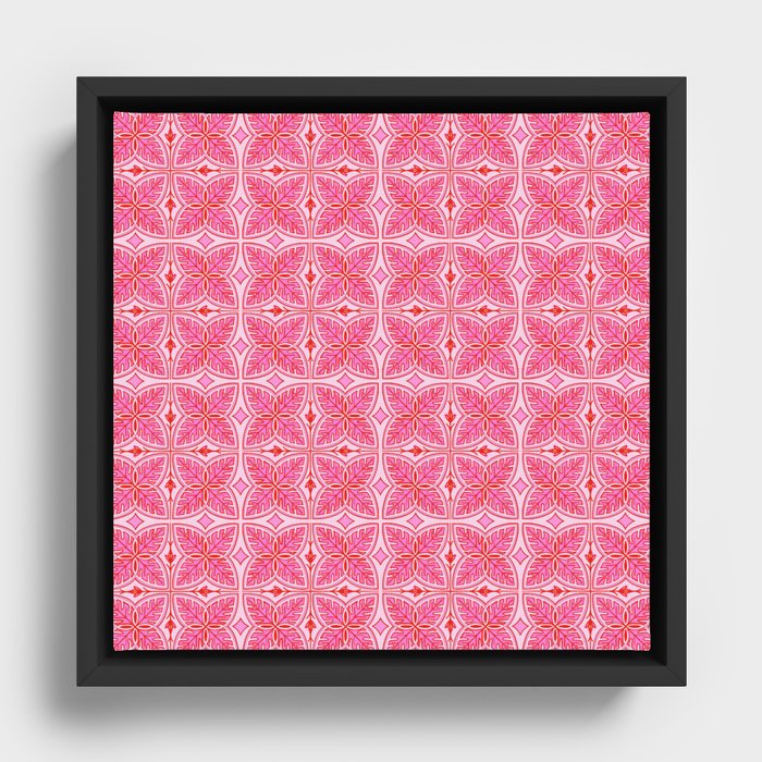 Pretty Pink Tropical Leaves Mini Framed Canvas