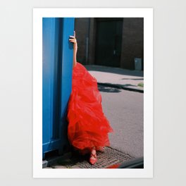 Red Dress and Shoes Peek | Fashion Editorial Art Print