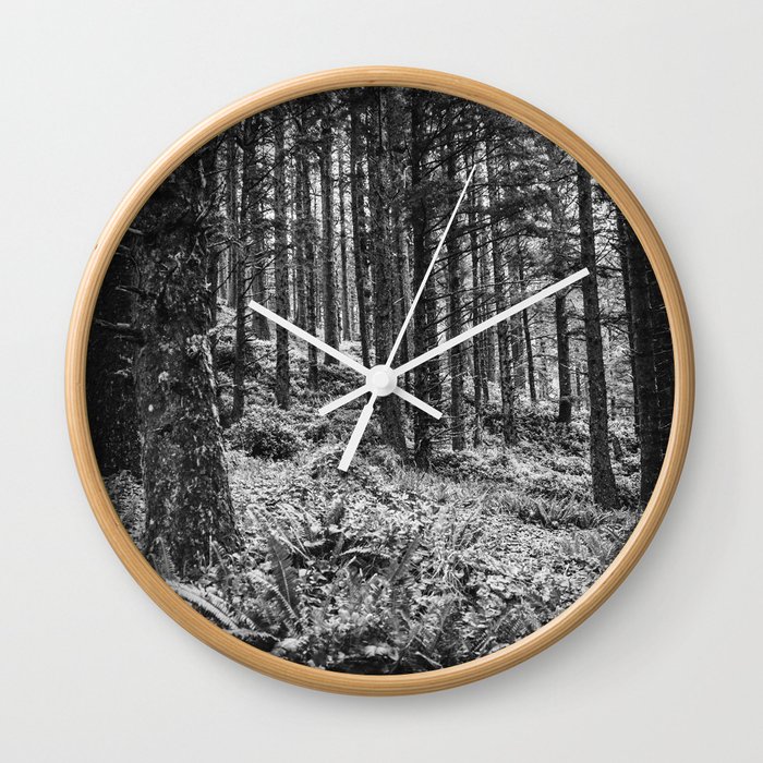 Black and White Forest Wall Clock