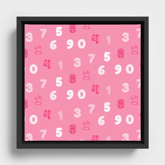 Pink Numbers Back To School Pattern Framed Canvas