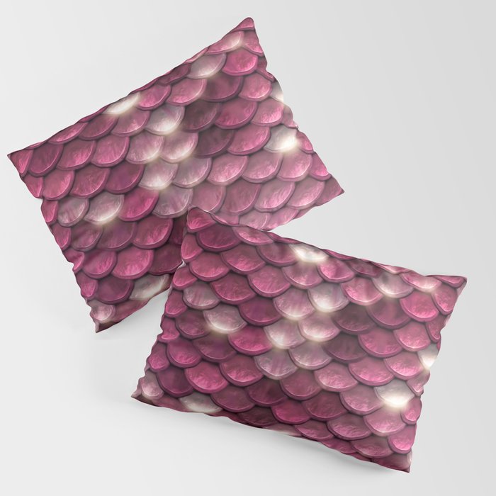 Pink mermaid glitter sparkling scales -  Mermaid Scales Pillow Sham