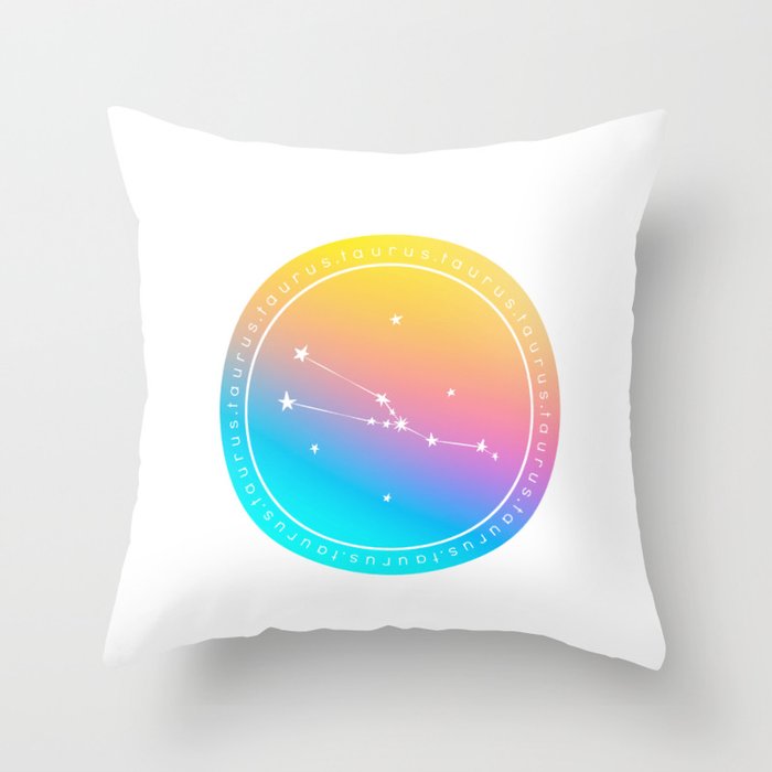 Taurus Zodiac | Rainbow Circle Throw Pillow
