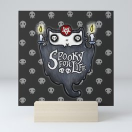Spooky for Life Cat Ghost Mini Art Print
