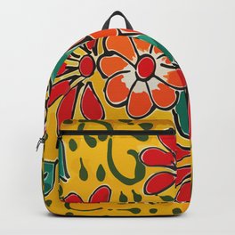 Yellow flower mexican ceramics talavera tile Backpack