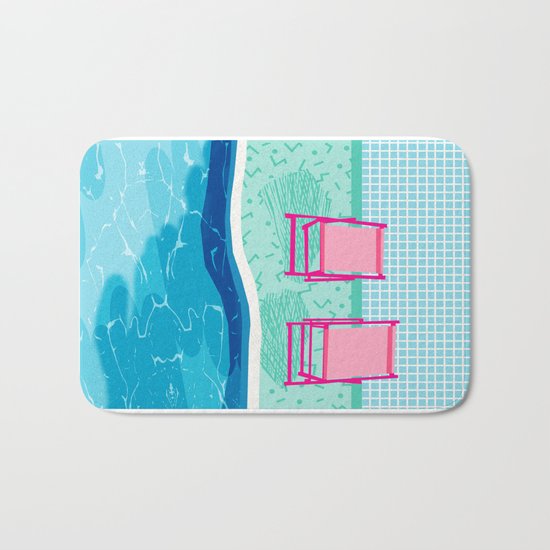 Vay-K - abstract memphis throwback poolside swim team palm springs vacation socal pool hang Bath Mat